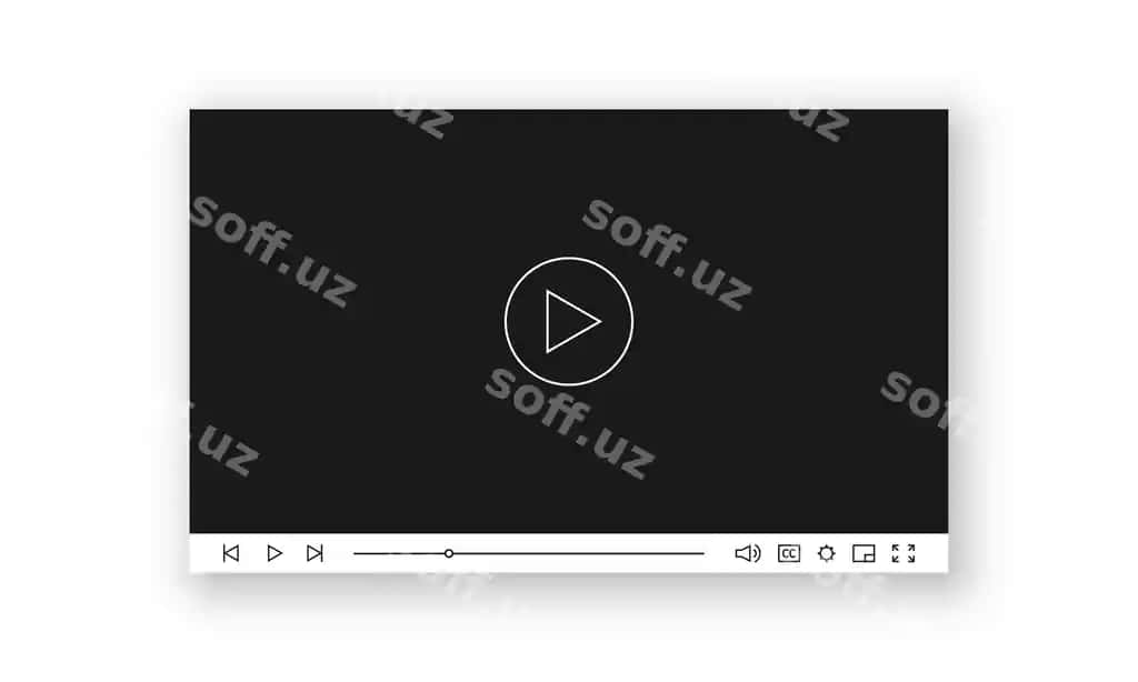 Zamonaviy video pleyer interfeysi pley tugmasi, boshqarish paneli ikonkalari bilan | Video player interface with play button control panel icons modern