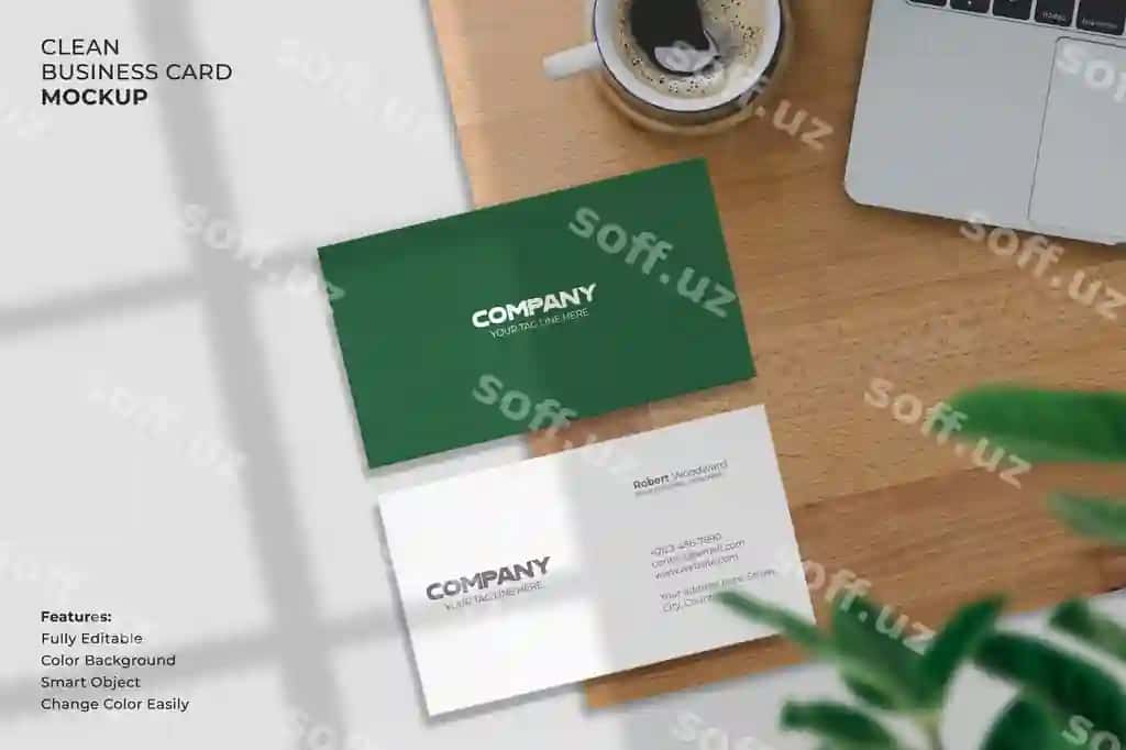 Zamonaviy toza biznes karta namunasi | Modern clean business card mockup