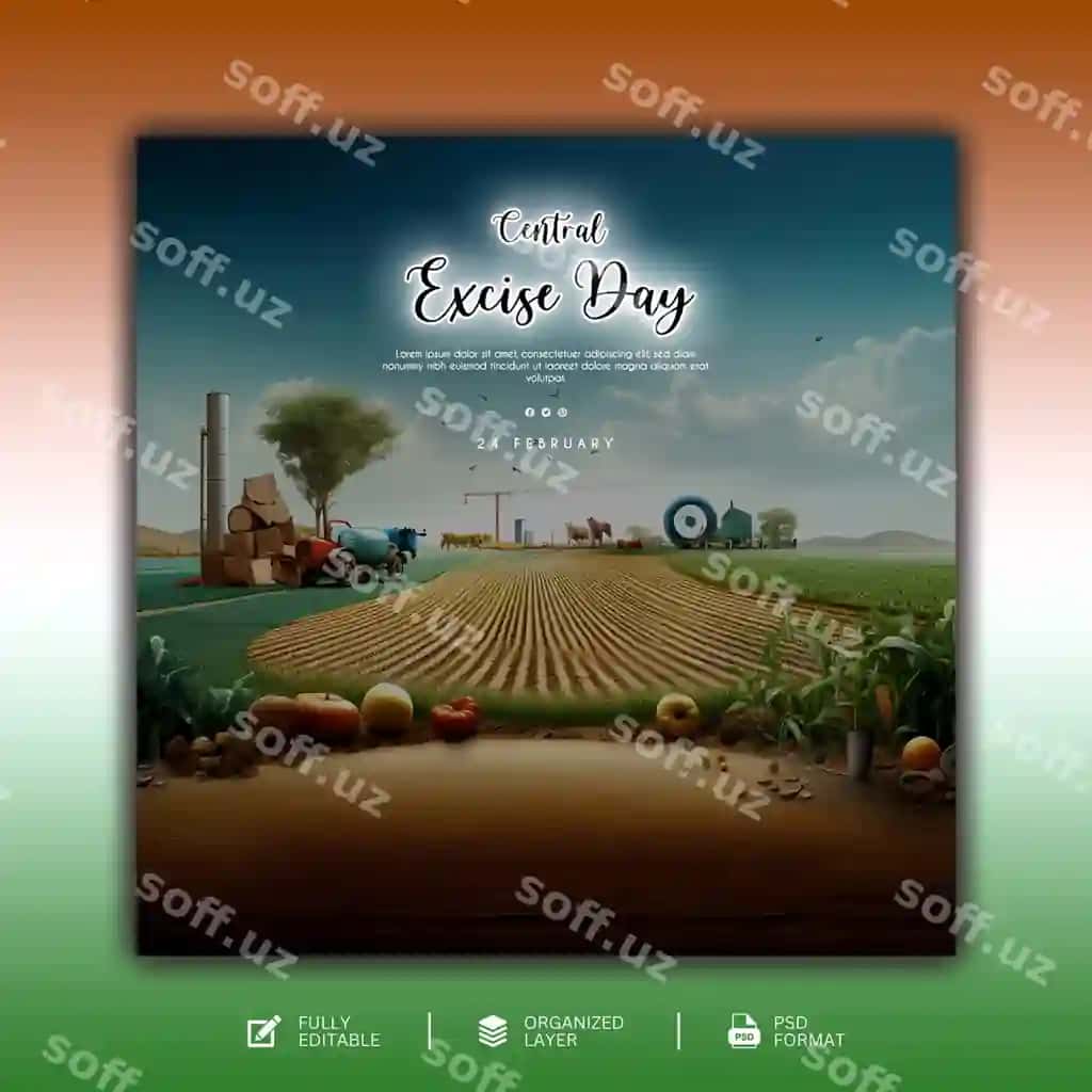 Markaziy soliq kuni grafik ijtimoiy tarmoqlar dizayn shabloni | Central excise day graphic social media design template