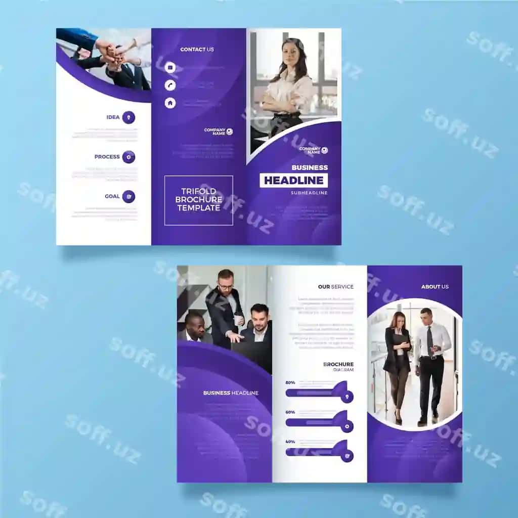 Abstrakt uslubdagi uch qirra broshyr foto bilan | Abstract style trifold brochure with photo
