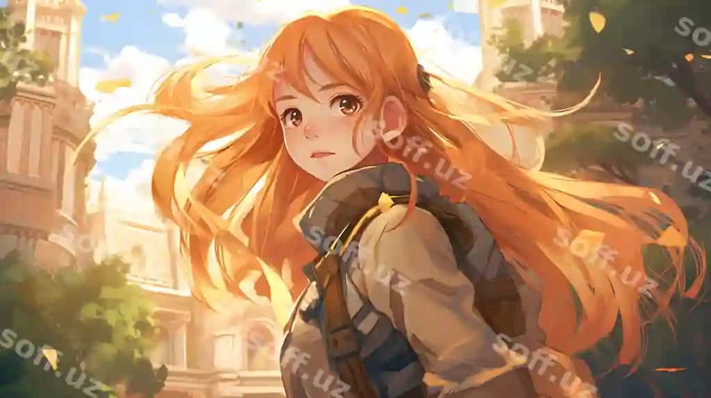 Qiz qahramon anime uslubi illustratsiya devor paramı | Girl character anime style illustration wallpaper