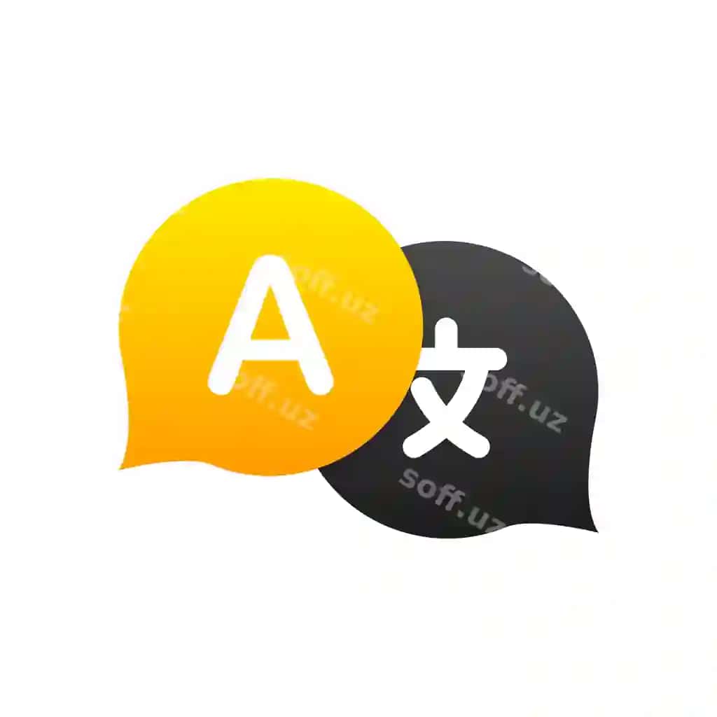 Logotip tarjimon ilova chat pufakchalari bilan til tarjimoti ko'p tilli | Logo translator app chat bubbles with language translation multilingual