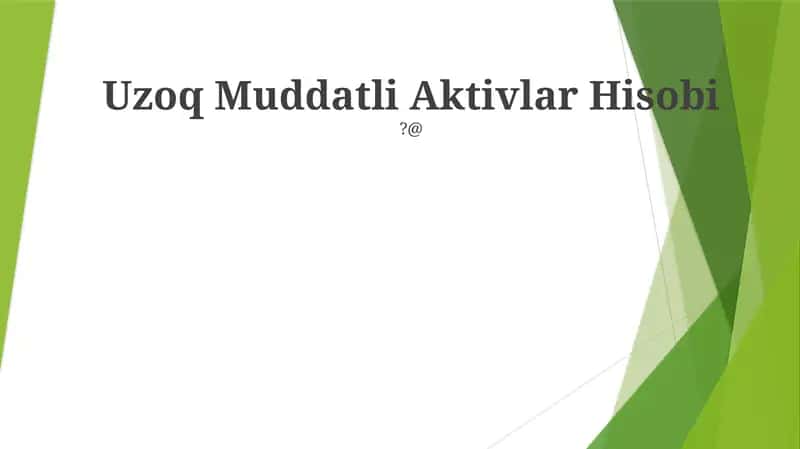 Uzoq Muddatli Aktivlar Hisobi
