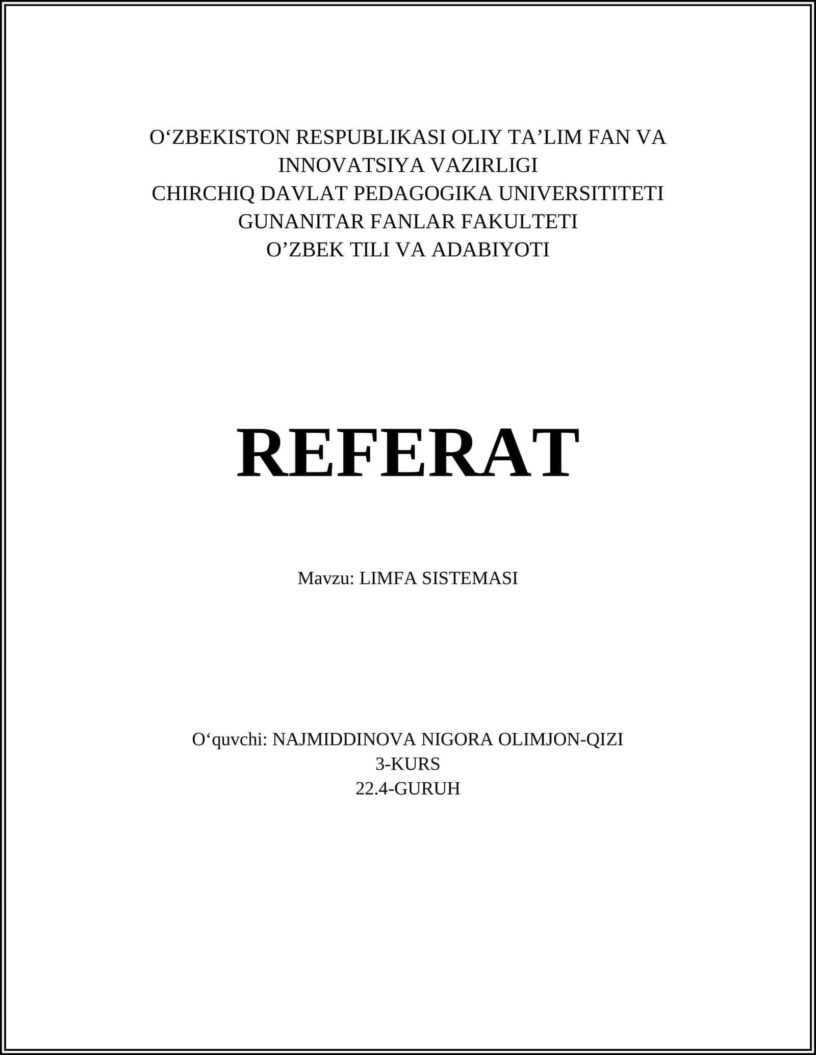 LIMFA SISTEMASI
