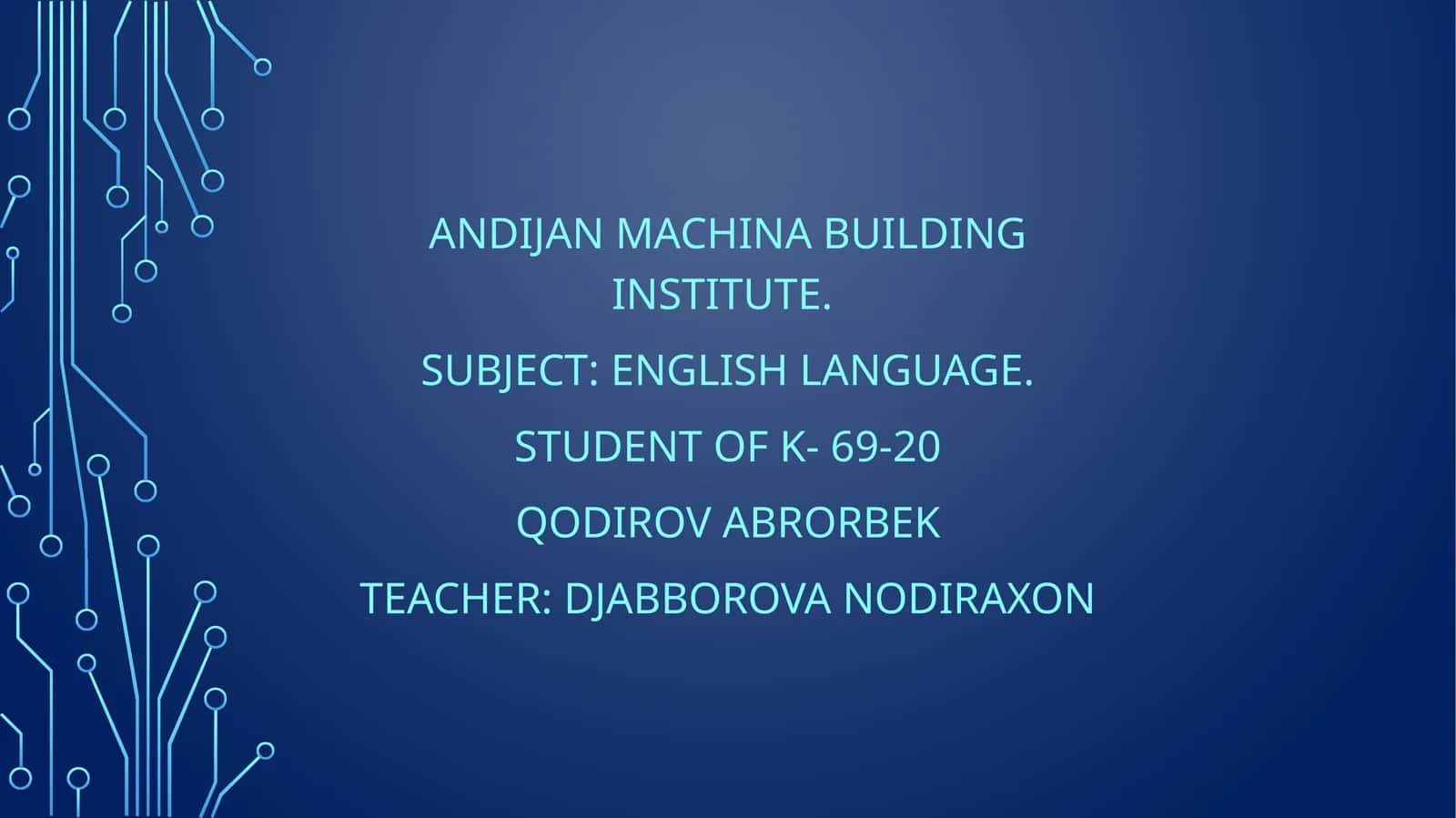 Andijan Machina Building Institute English language