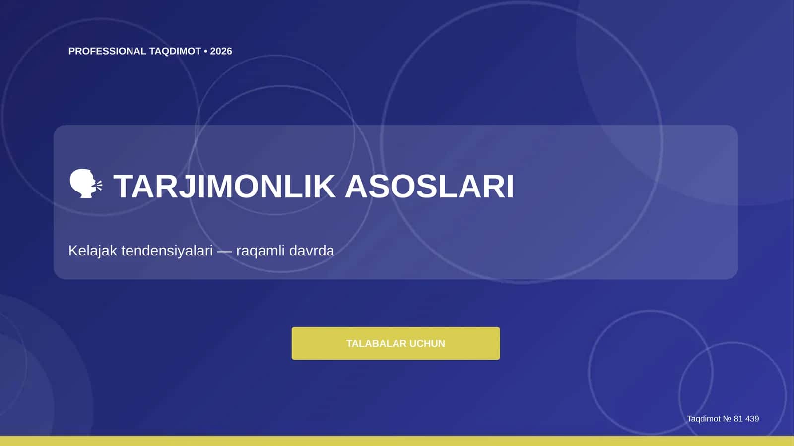 TARJIMONLIK ASOSLARI