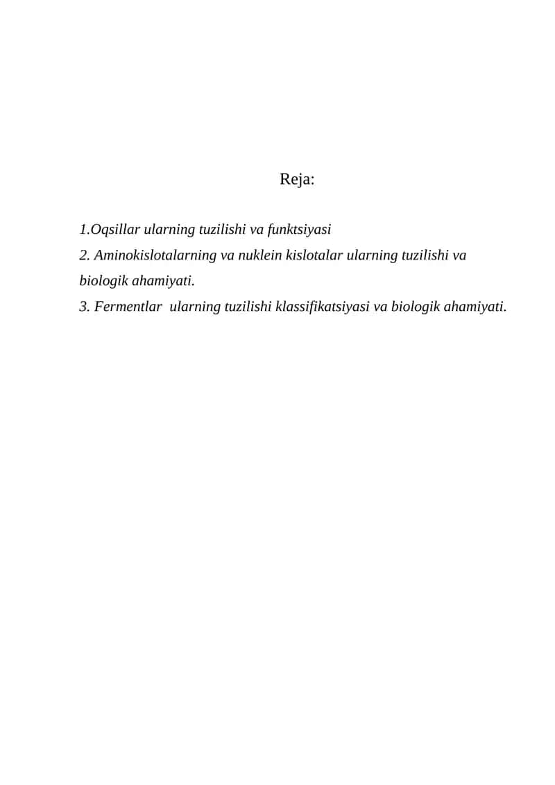 Oqsillar tuzilishi va funktsiyasi
