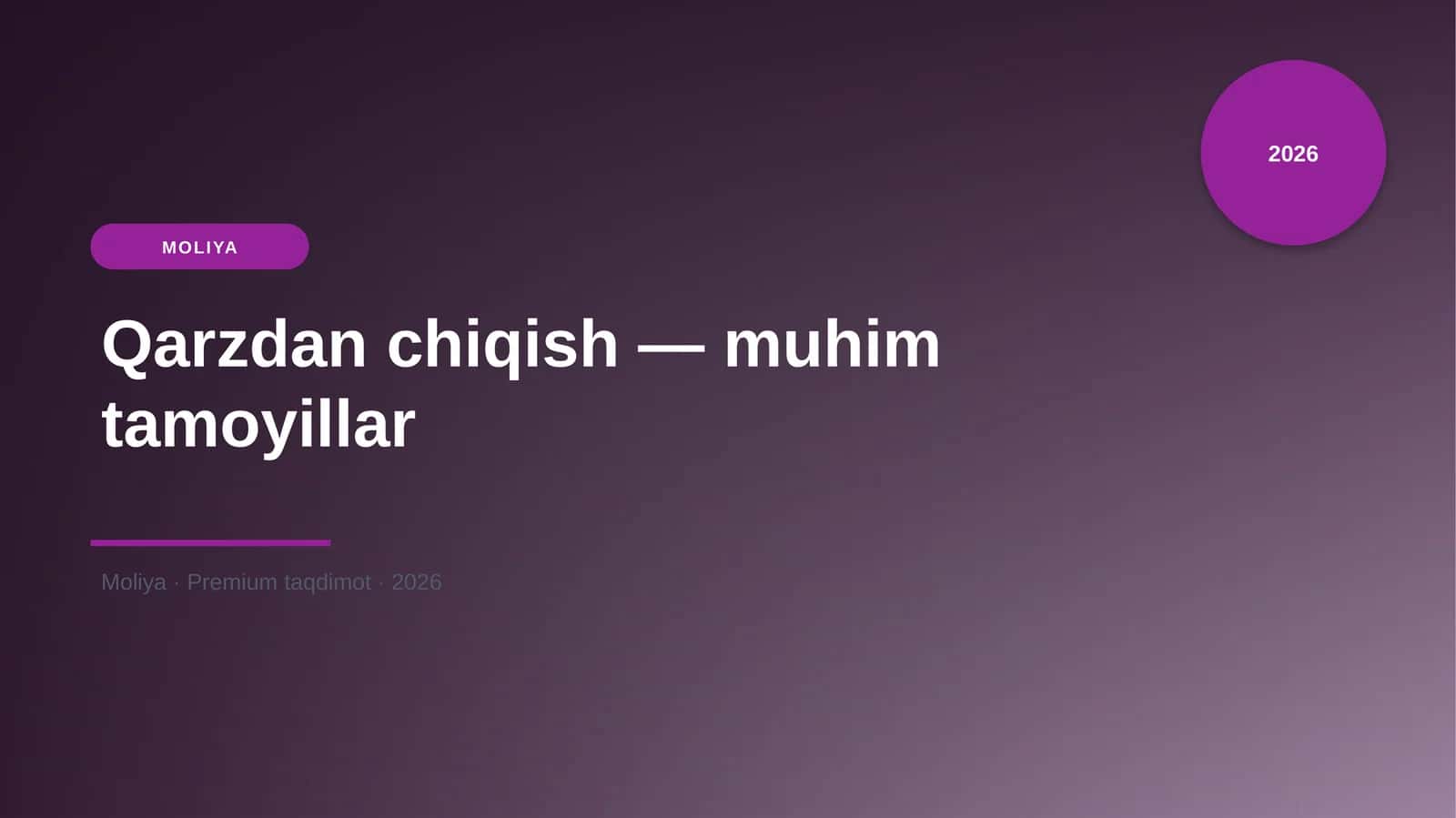 Qarzdan chiqish — muhim tamoyillar