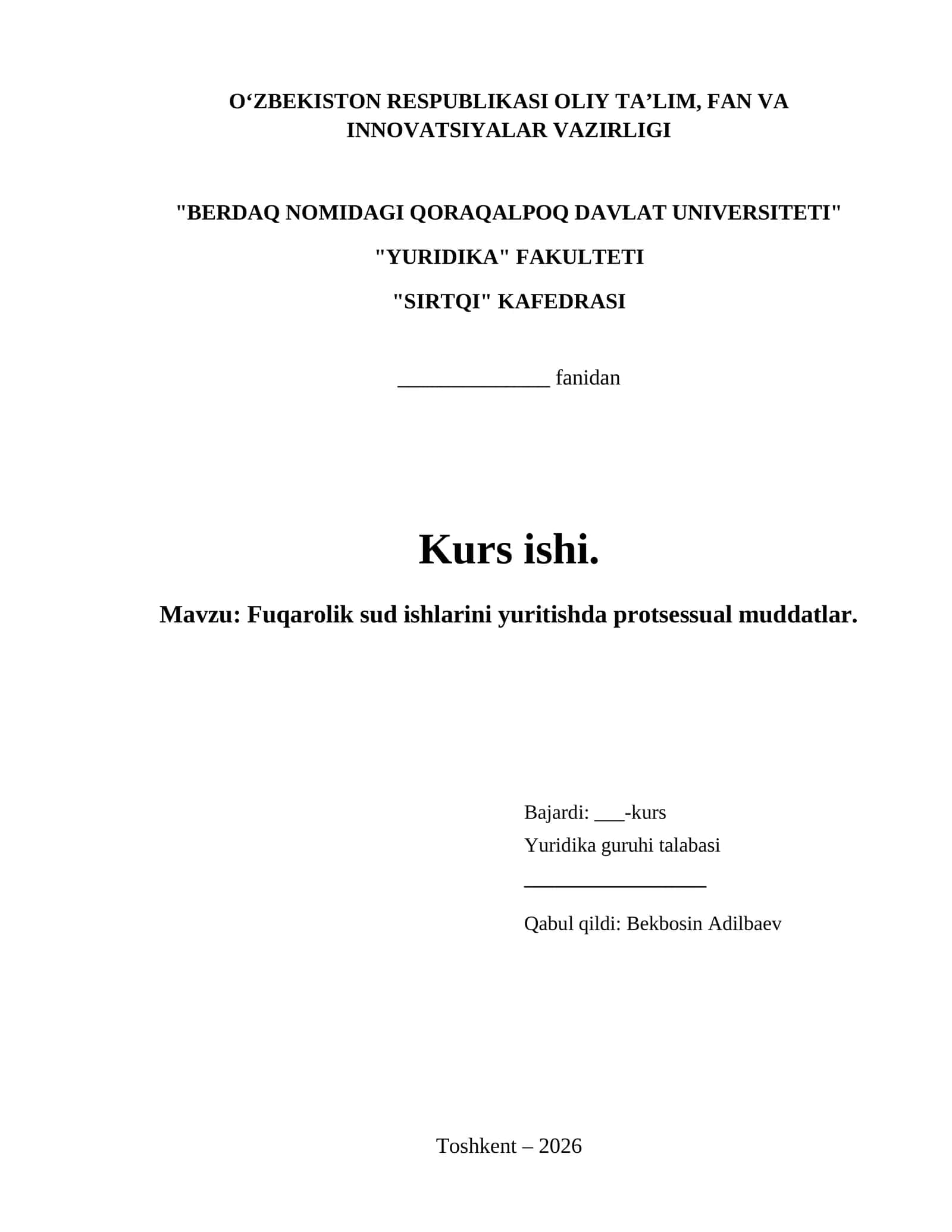 Fuqarolik sud ishlarini yuritishda protsessual muddatlar.