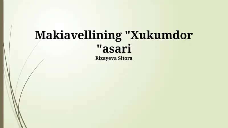 Makiavellining "Xukumdor" asari