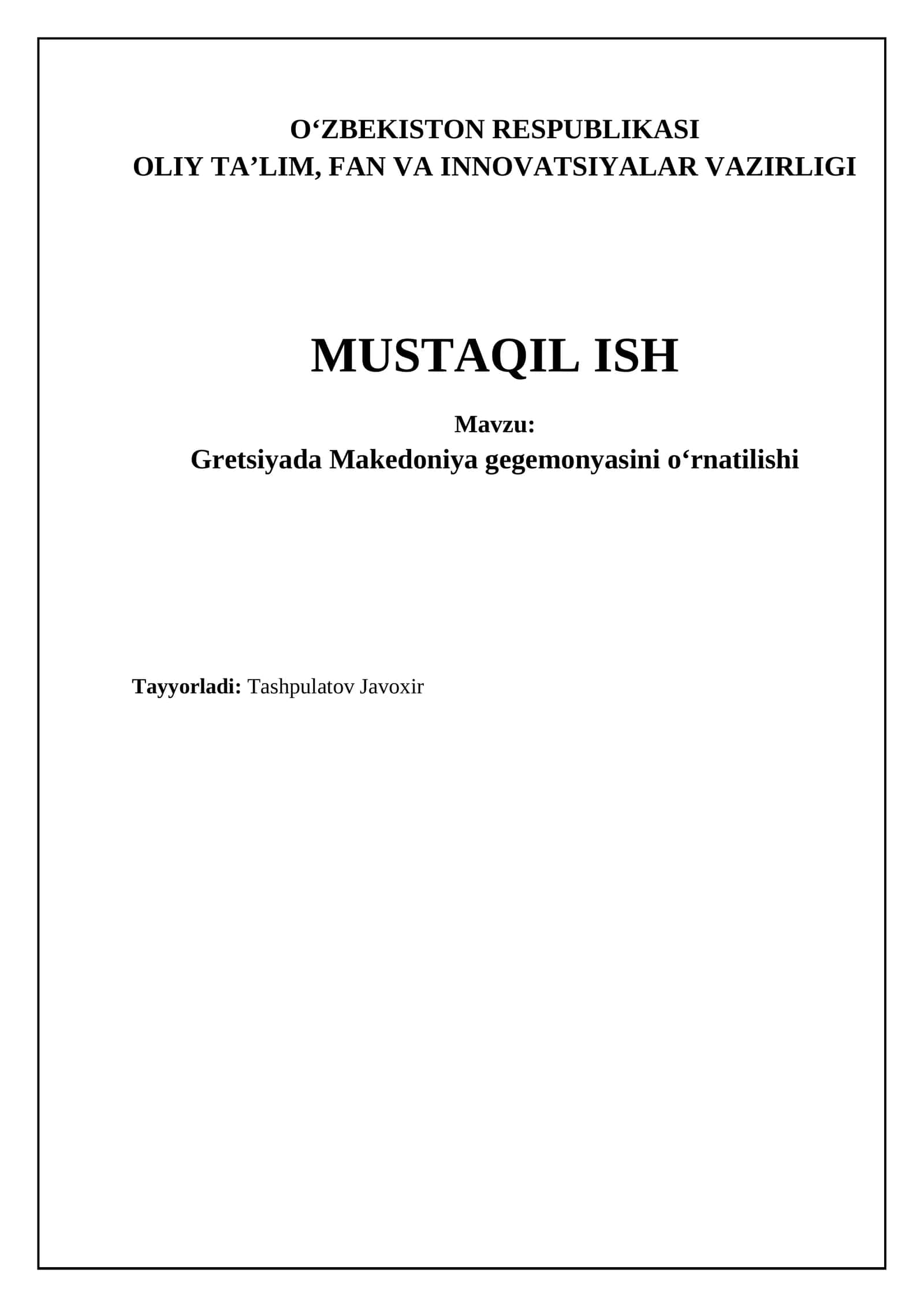 Makedoniya gegemoniyasini oʻrnatilishi