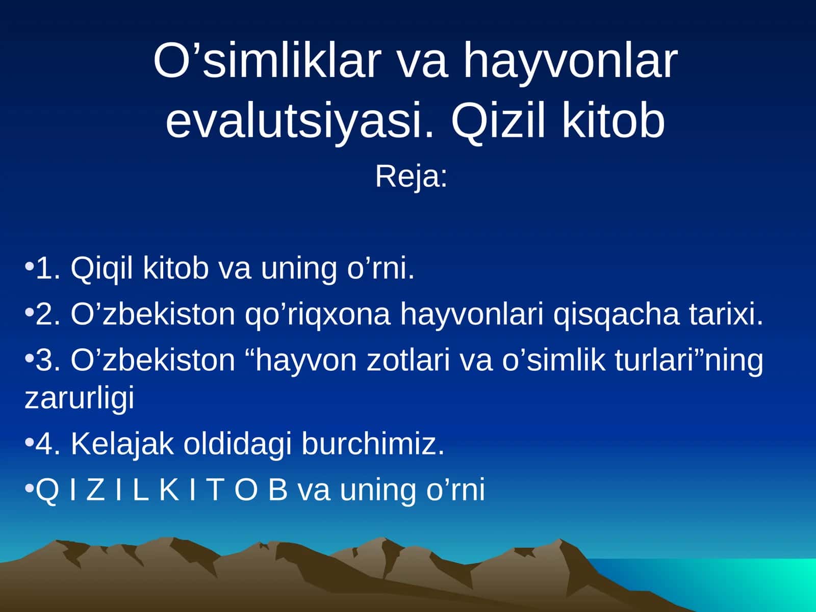 O’simliklar va hayvonlar evalutsiyasi. Qizil kitob