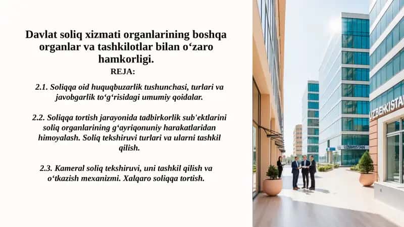 Davlat soliq xizmati organlarining boshqa organlar va tashkilotlar bilan o‘zaro hamkorligi