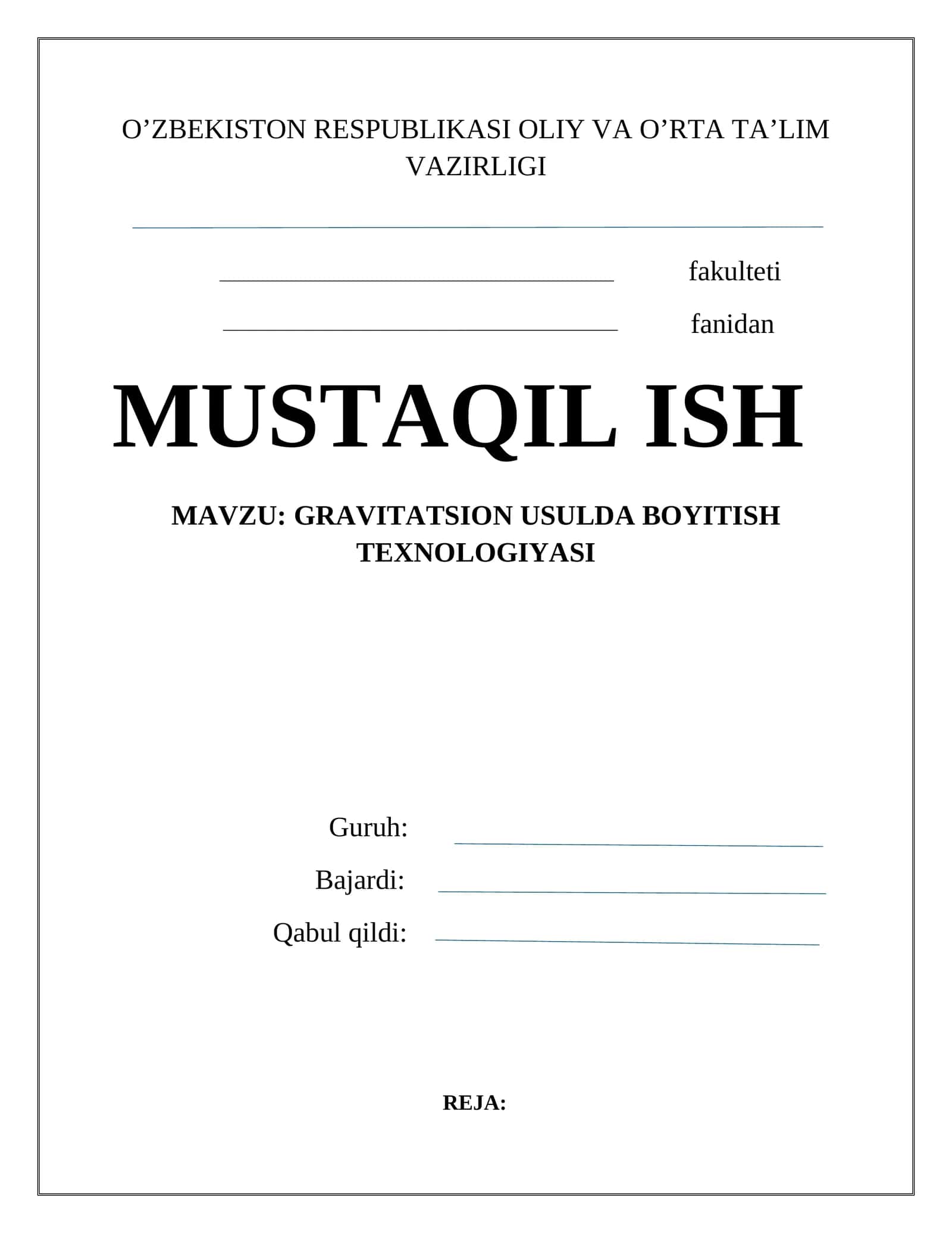 GRAVITATSION USULDA BOYITISH TEXNOLOGIYASI