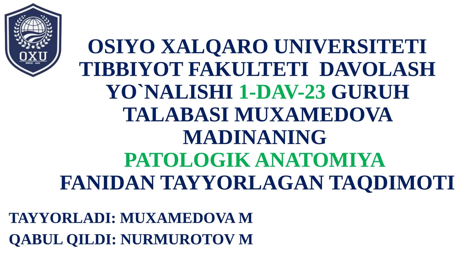 Taloq Tug’ma Anomaliyalari va O’smalari