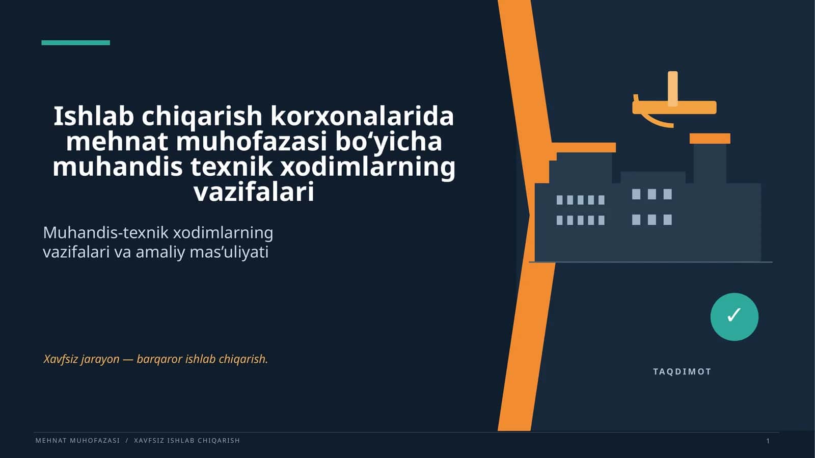 Muhandis-texnik xodimlarning vazifalari va amaliy mas’uliyati