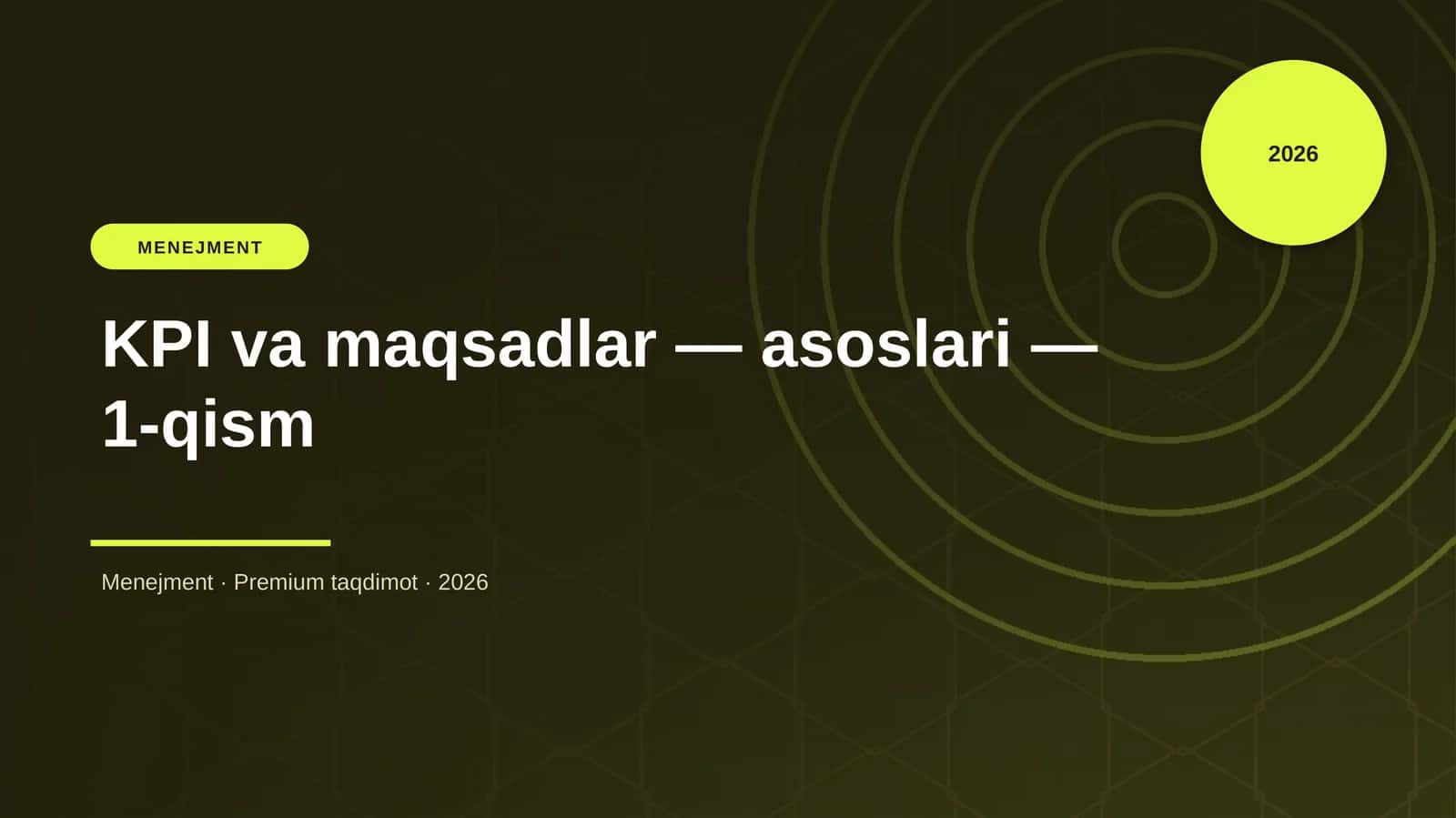 KPI va maqsadlar — asoslari — 1-qism
