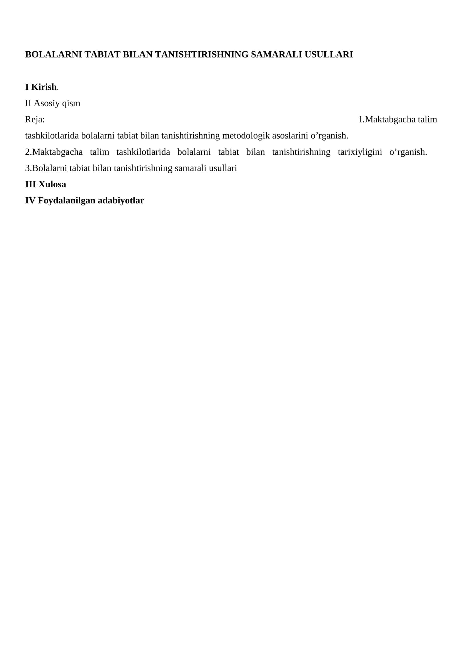 Bolalarni tabiat bilan tanishtirishning samarali usullari