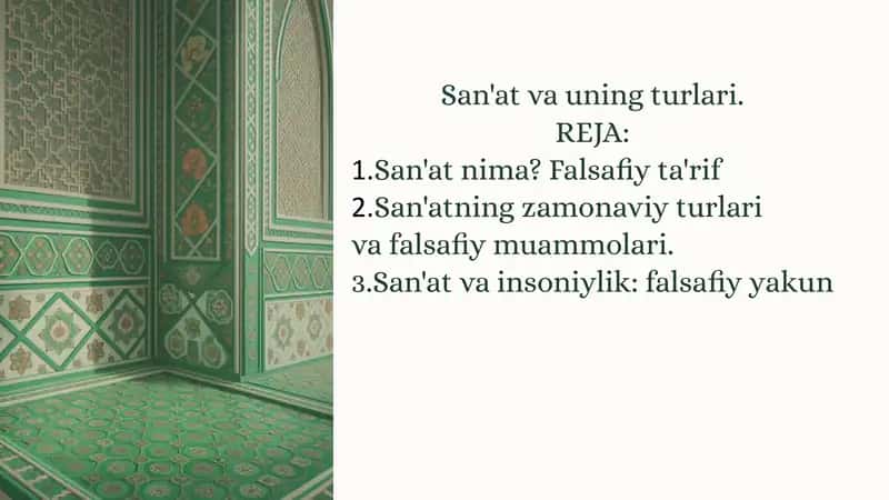 San'at va uning turlari