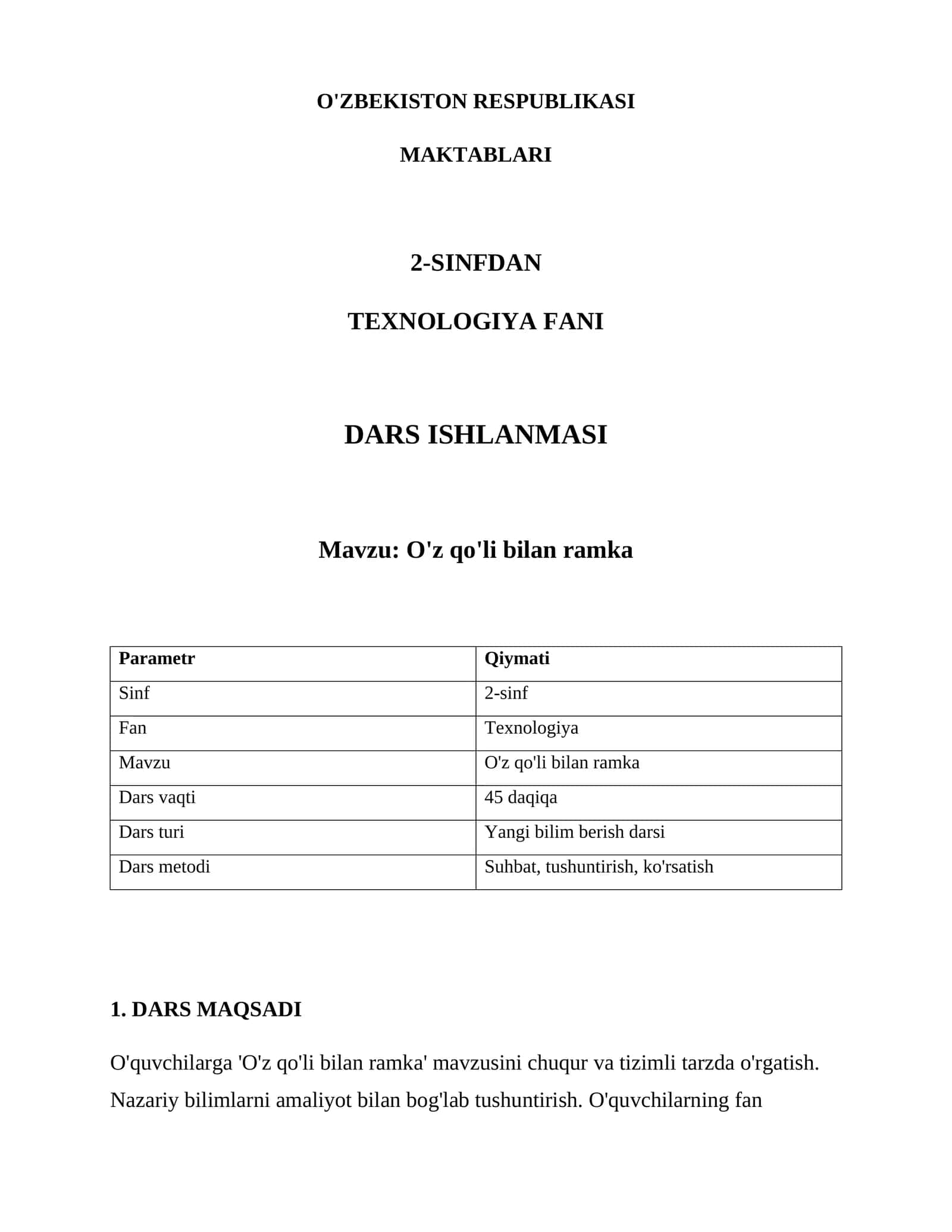 O'z qo'li bilan ramka