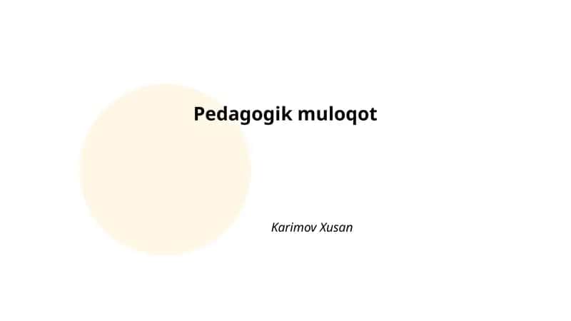 Pedagogik muloqot