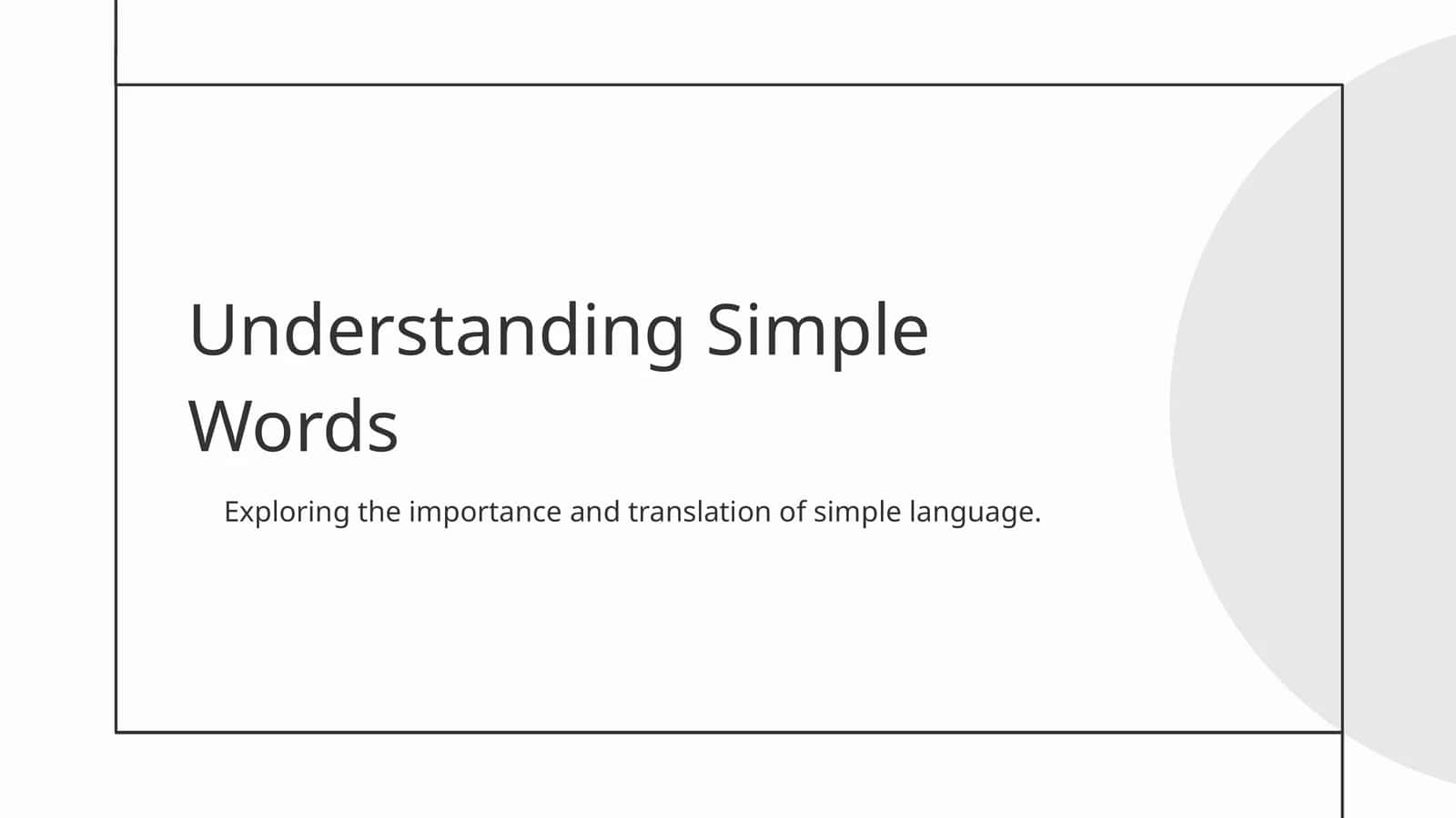Understanding Simple Words