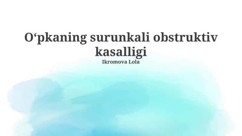 Oʻpkaning surunkali obstruktiv kasalligi