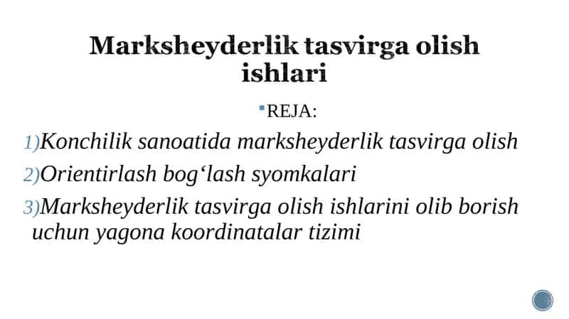 Konchiliksanoatida marksheyderlik tasvirga olish