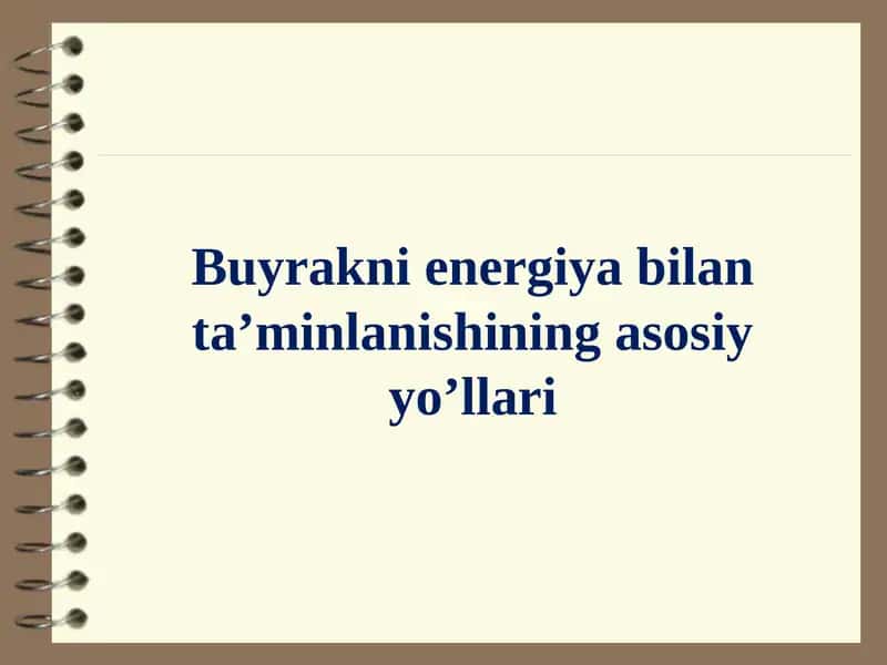 Buyrakni energiya bilan taʼminlanishi