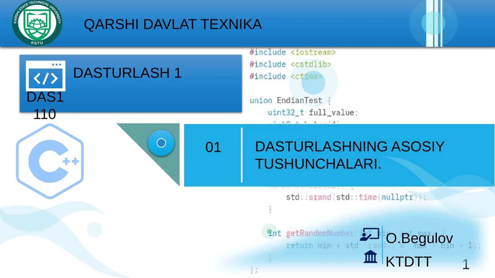 DASTURLASHNING ASOSIY TUSHUNCHALARI
