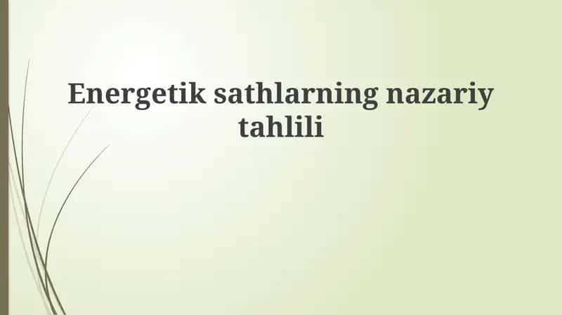 Energetiksathlarningnazariytahlili