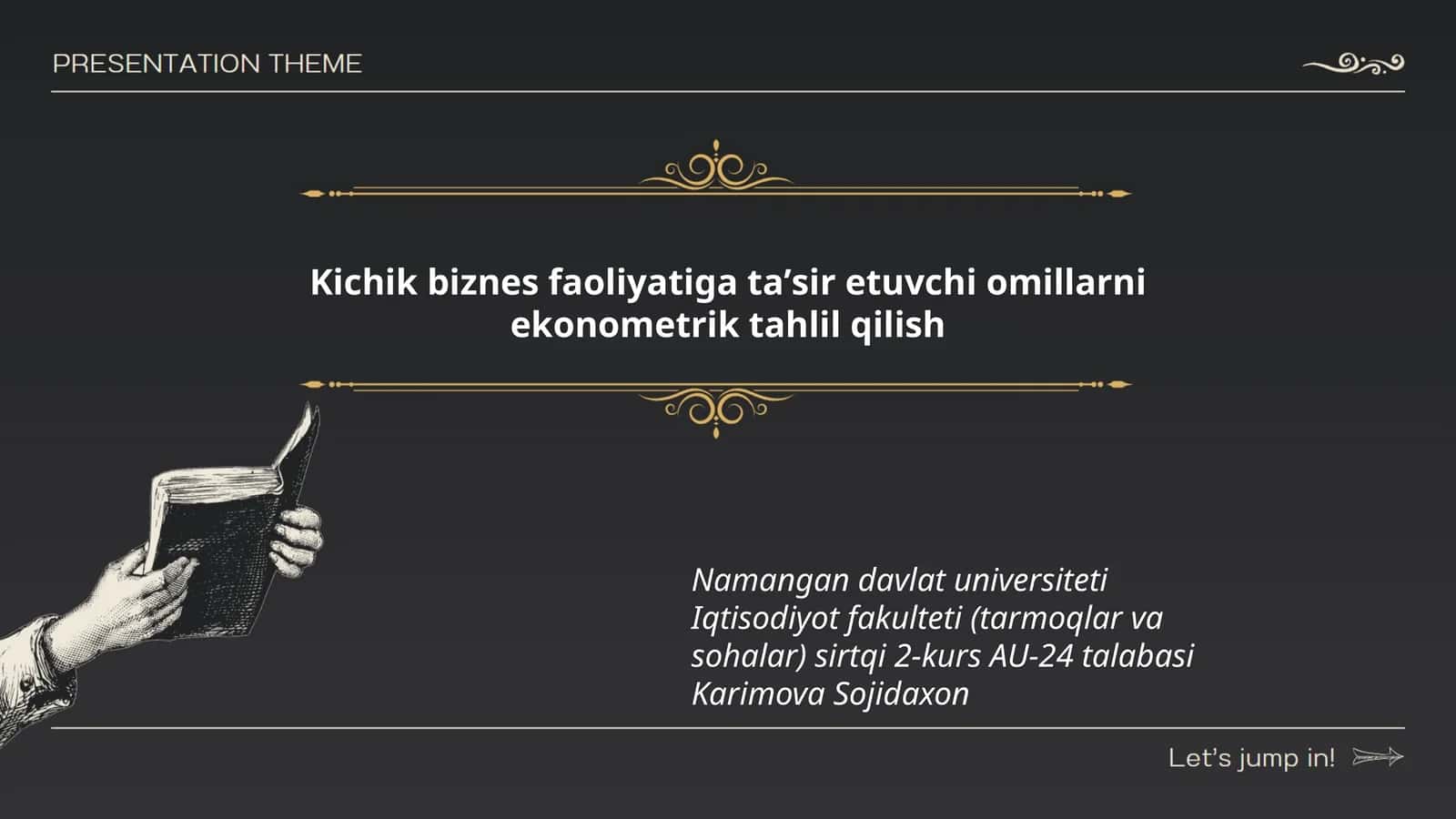 Kichik biznes faoliyatiga taʼsir etuvchi omillarni ekonometrik tahlil qilish