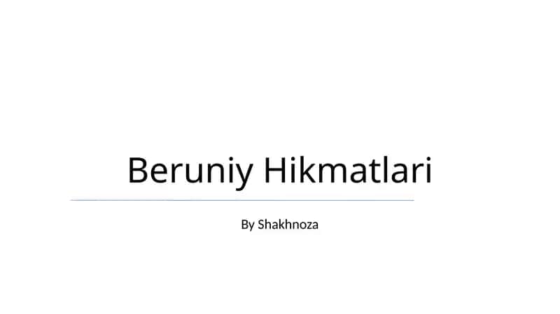 Beruniy Hikmatlari