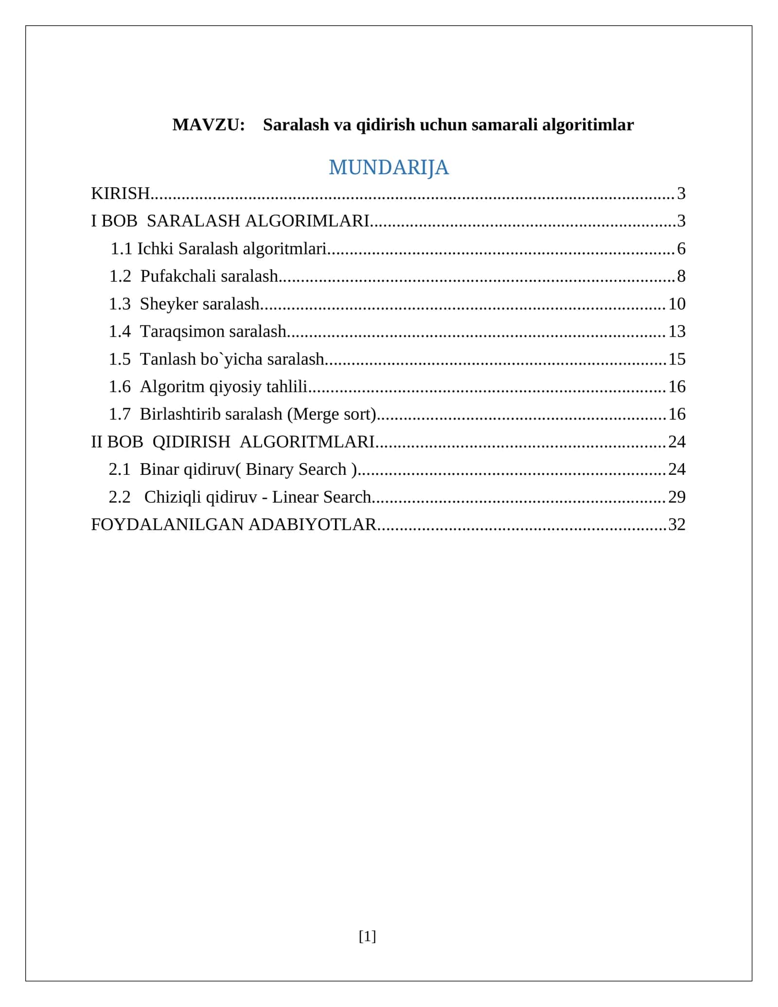 Saralash va qidirish uchun samarali algoritimlar