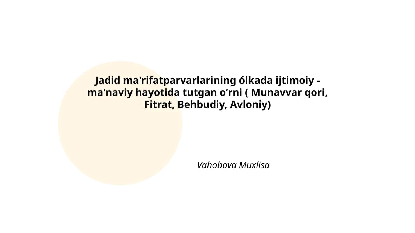 Jadid ma'rifatparvarlarining ólkada ijtimoiy - ma'naviy hayotida tutgan oʻrni