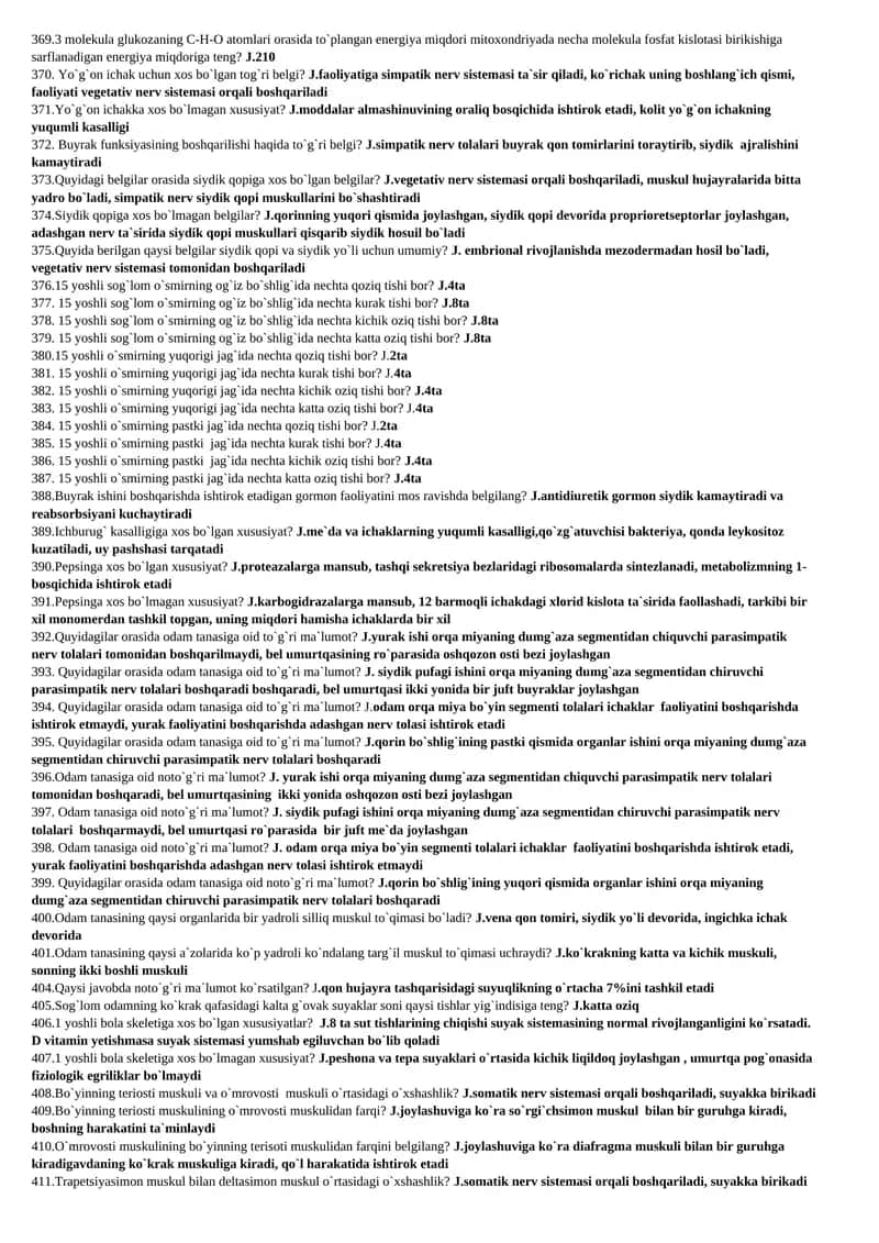 BIOLOGIYA SAVOL JAVOB