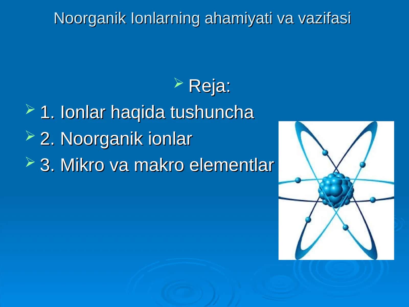 Noorganik Ionlarning ahamiyati va vazifasi