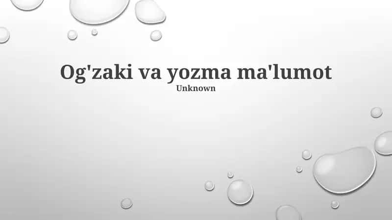 Og'zaki va yozma ma'lumot