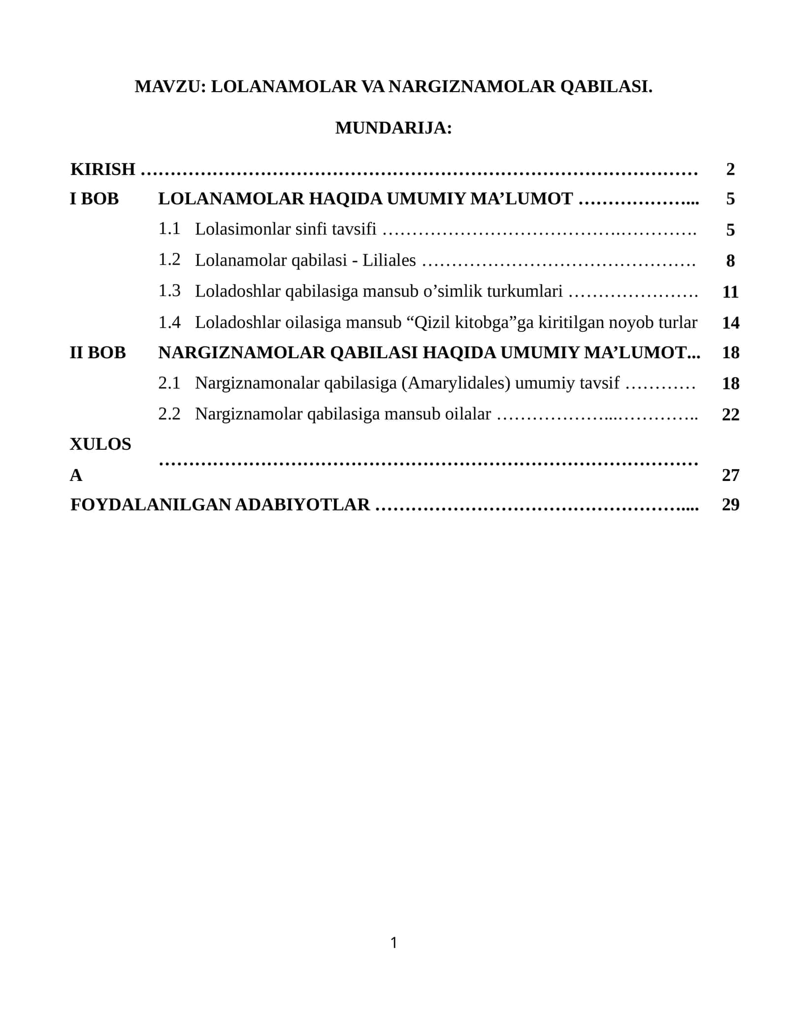LOLANAMOLAR VA NARGIZNAMOLAR QABILASI