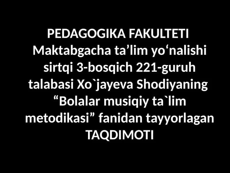Bolalarning mustaqil musiqiy faoliyati