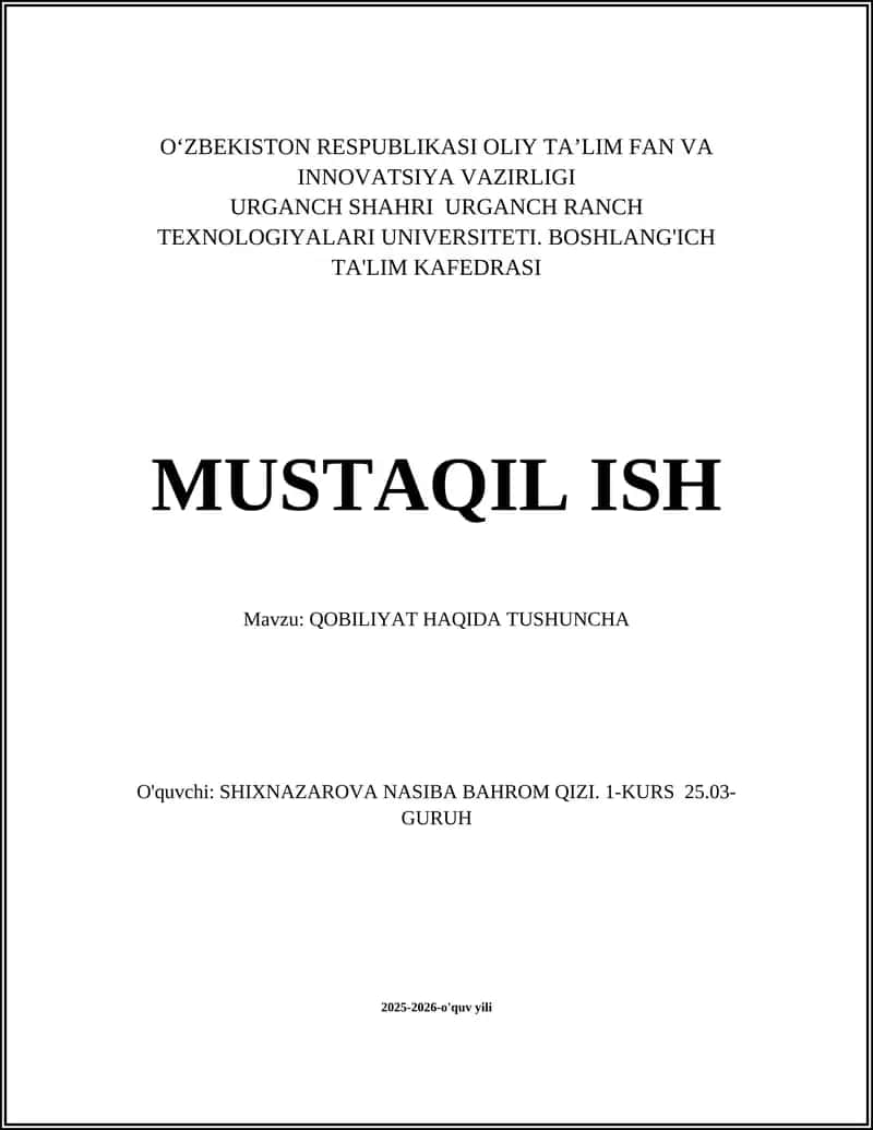 QOBILIYAT HAQIDA TUSHUNCHA