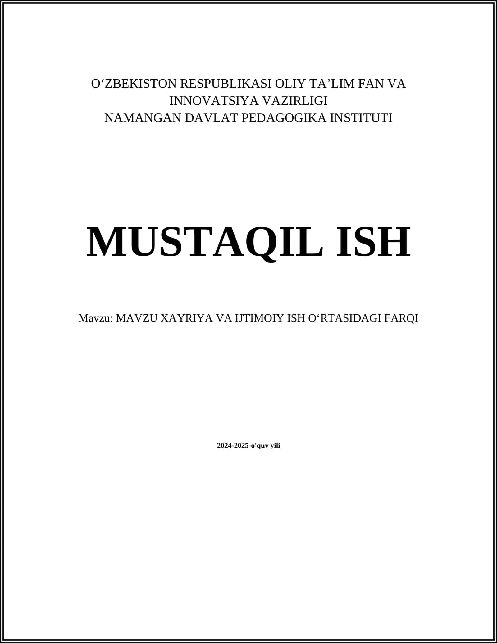 Xayriya va Ijtimoiy Ish O'rtasidagi Farqi