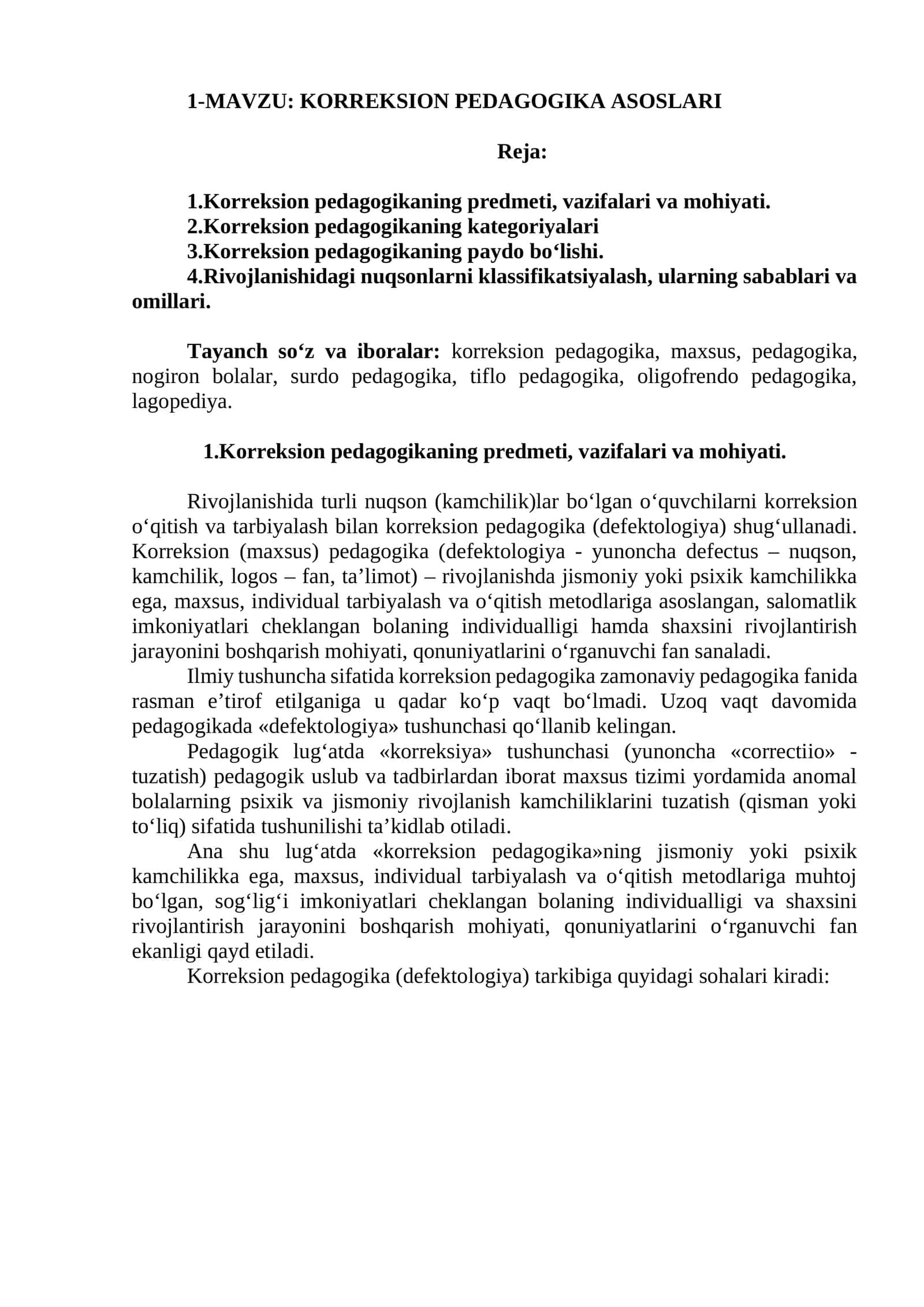 KORREKSION PEDAGOGIKA ASOSLARI