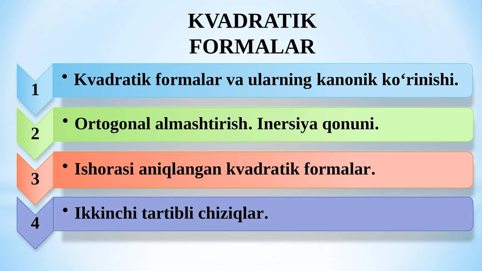 Kvadratik formalarni o'rganamiz