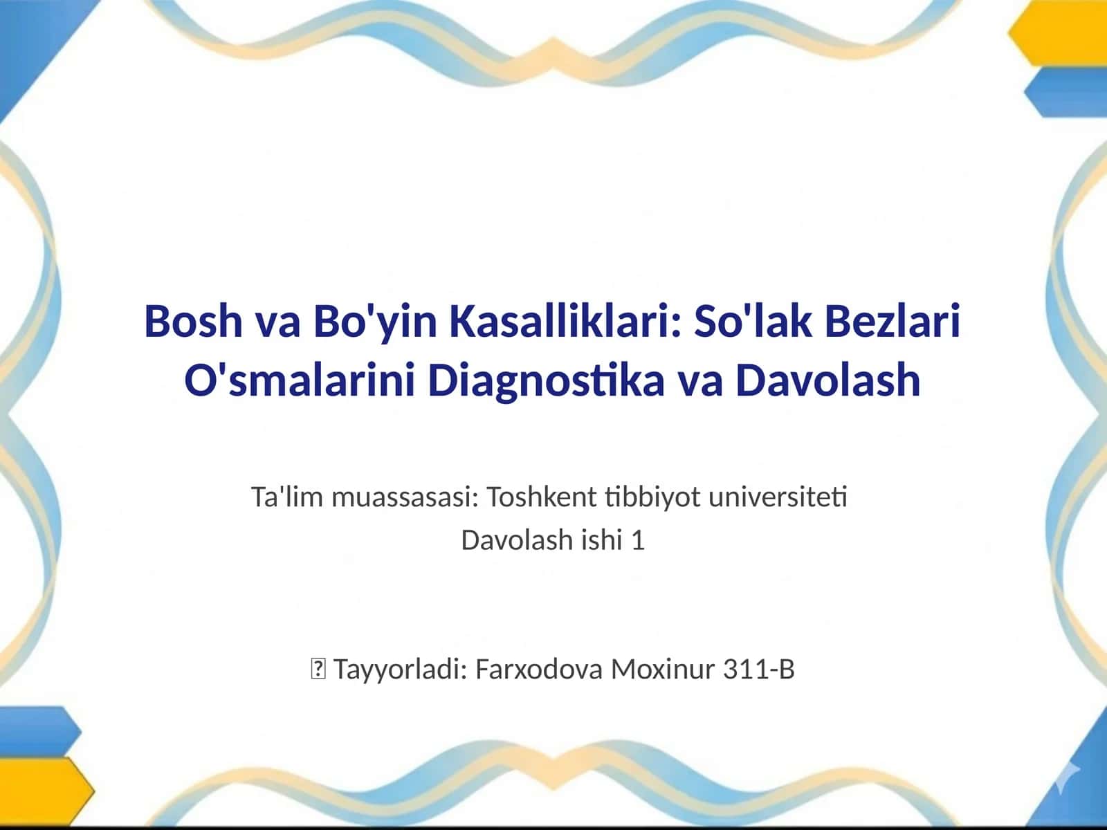 So'lak Bezlari O'smalarini Diagnostika va Davolash