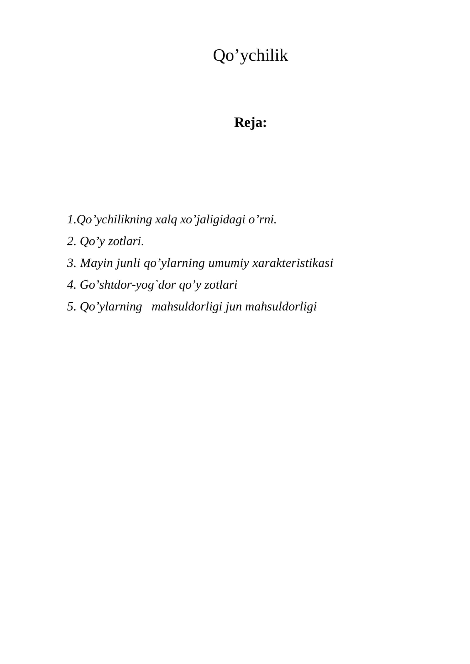 Qo’ychilik