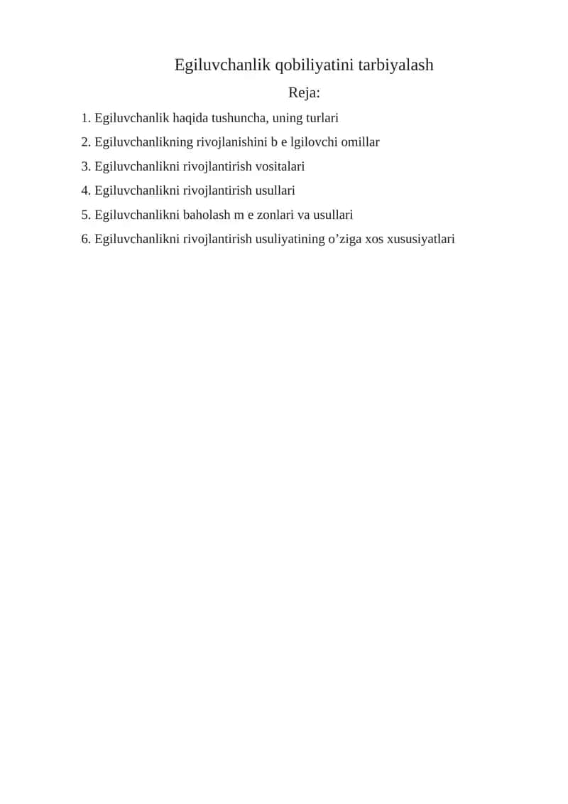 Egiluvchanlik qobiliyatini tarbiyalash