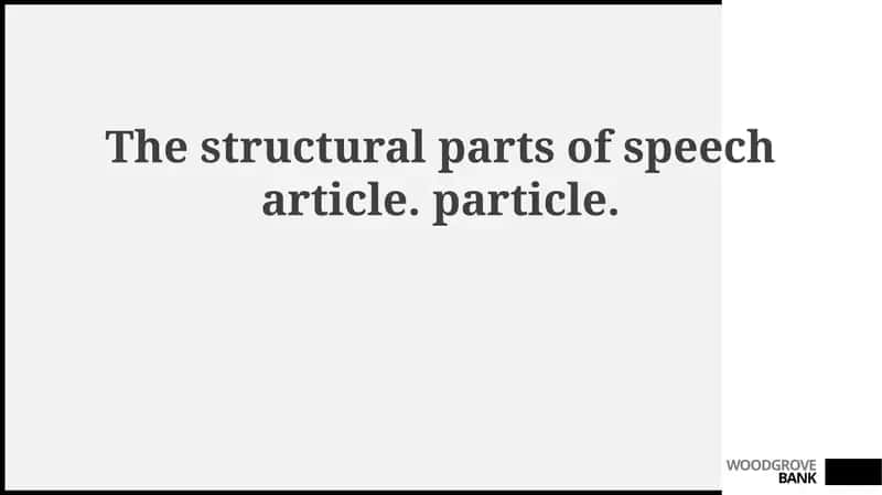 Structural Parts of Speech
