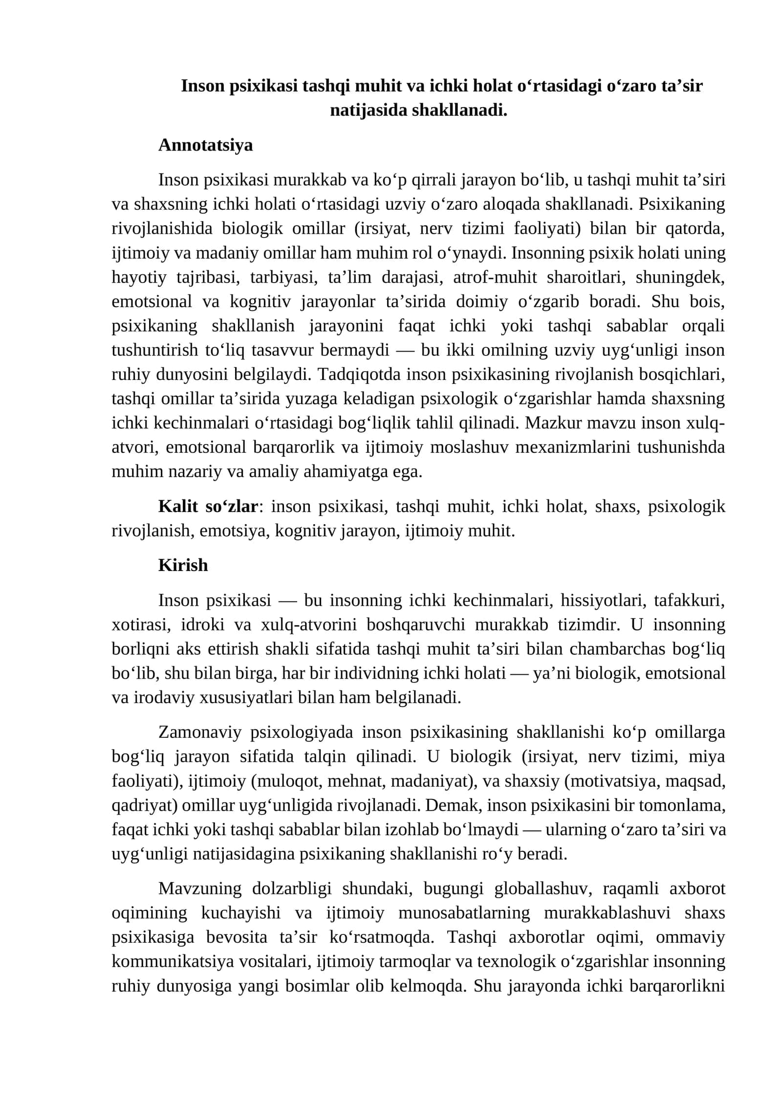 Psixik holat