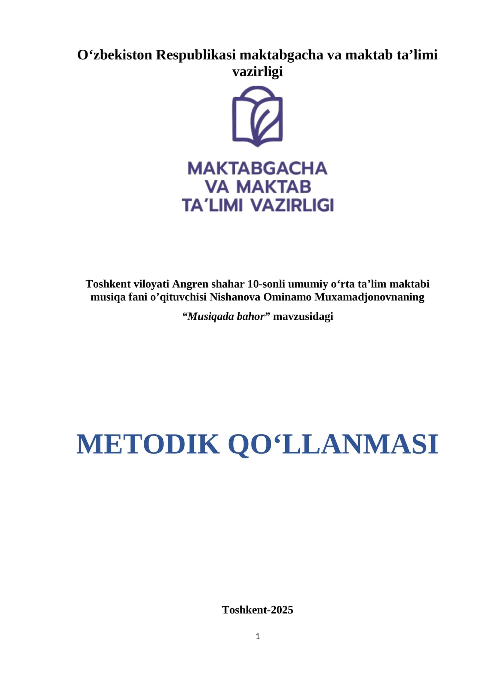 METODIK QO‘LLANMASI